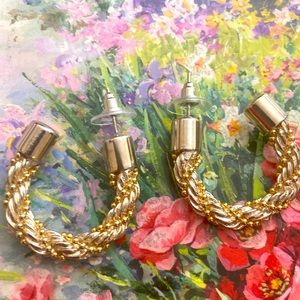 Vintage 90s Silver & Gold Toned Twisted Post Pierced Earrings